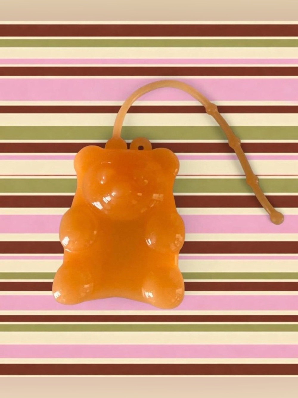 Bath and Body Works Orange gummy bear shaped keychain Hand Sanitizer Holder Case